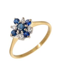 Pre-Owned Vintage 1979 18ct Gold Sapphire & Diamond Cluster Ring