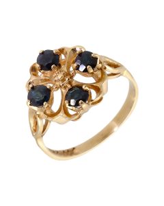 Pre-Owned 9ct Yellow Gold 4 Stone Sapphire Dress Ring