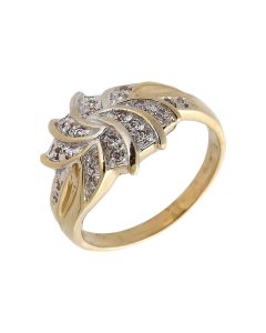 Pre-Owned 9ct Gold Cubic Zirconia Fan Cluster Ring