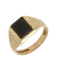 Pre-Owned 9ct Yellow Gold Childs Rectangle Onyx Signet Ring