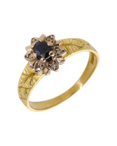 Pre-Owned Vintage 1979 18ct Gold Sapphire & Diamond Cluster Ring