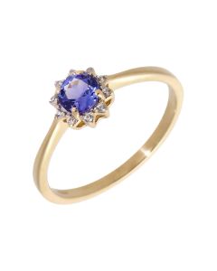 Pre-Owned 9ct Gold Tanzanite & Cubic Zirconia Cluster Ring