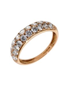 Pre-Owned 14ct Rose Gold Double Row Cubic Zirconia Dress Ring