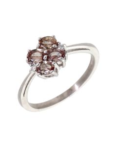 Pre-Owned 9ct White Gold Tourmaline & Diamond Cluster Dress Ring