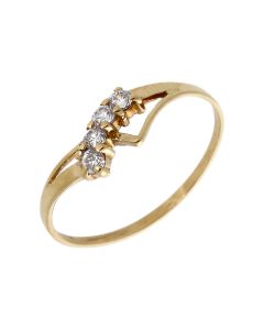 Pre-Owned 9ct Yellow Gold Cubic Zirconia Set Wishbone Ring