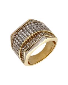 Pre-Owned 9ct Gold Cubic Zirconia Set Signet Style Dress Ring