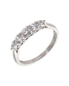 Pre-Owned 9ct White Gold Cubic Zirconia 5 Stone Eternity Ring