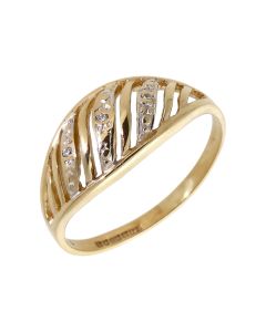 Pre-Owned 9ct Gold Diamond Set Domed Wave Dress Ring
