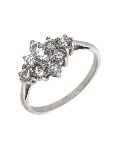 Pre-Owned 9ct White Gold Cubic Zirconia Cluster Ring