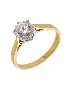 Pre-Owned 18ct Yellow Gold Cubic Zirconia Solitaire Ring