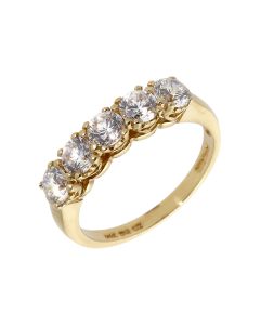 Pre-Owned 14ct Yellow Gold Cubic Zirconia 5 Stone Eternity Ring