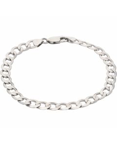 Pre-Owned 9ct White Gold 7.5 Inch Hollow Curb Bracelet