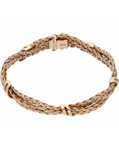 Pre-Owned 9ct Yellow Gold Multi Row Woven Twist Bracelet