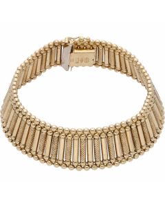 Pre-Owned 9ct Yellow Gold 7.5 Inch Fancy Bar & Bead Bracelet