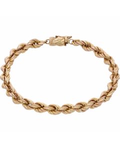 Pre-Owned 9ct Yellow Gold 7.2 Inch Hollow Rope Bracelet