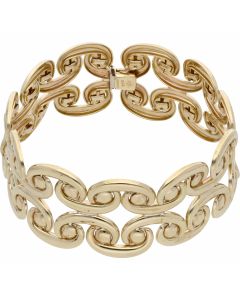 Pre-Owned 9ct Yellow Gold Hollow Double Row Swirl Link Bracelet