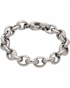 Pre-Owned 14ct White Gold 8 Inch Hollow Belcher Bracelet