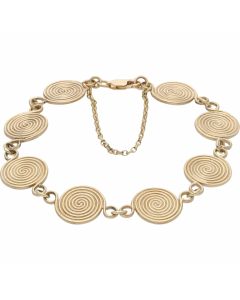 Pre-Owned 9ct Yellow Gold 7 Inch Swirl Circle Link Bracelet