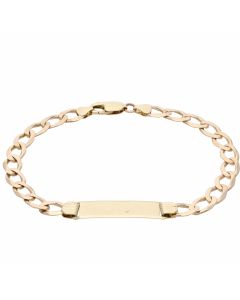 Pre-Owned 9ct Yellow Gold 8.2 Inch Indentity Bar Curb Bracelet