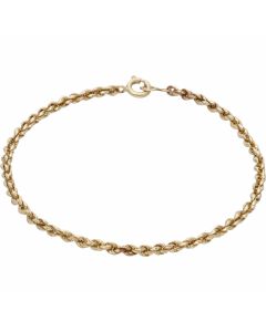 Pre-Owned 9ct Yellow Gold 7.3 Inch Hollow Rope Bracelet