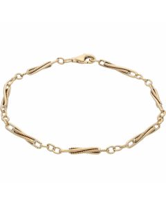Pre-Owned 9ct Yellow Gold 9.4 Inch Twisted Bar Link Bracelet