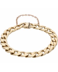 Pre-Owned 9ct Gold 9 Inch Heavy Curb Bracelet & Safety Chain