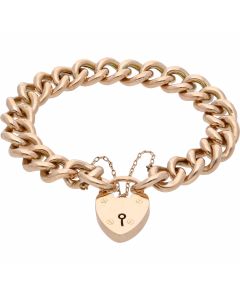 Pre-Owned 9ct Rose Gold Curb Link Hollow Charm Style Bracelet