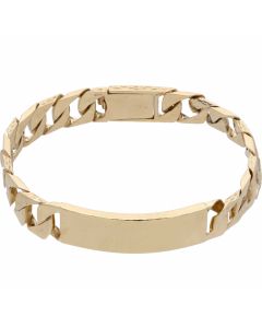 Pre-Owned 9ct Gold 8.5 Inch Square Curb Identity Bar Bracelet