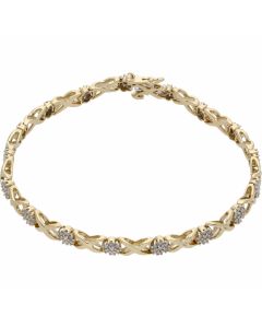 Pre-Owned 9ct Gold 1.00 Carat Diamond Clusters Kiss Bracelet