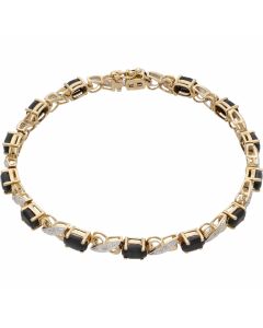 Pre-Owned 9ct Gold 7.5 Inch Sapphire & Diamond Kiss Bracelet