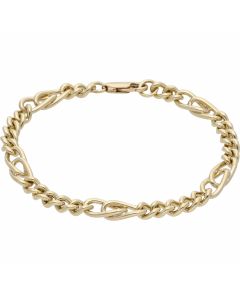 Pre-Owned 9ct Gold 7.5 Inch Long & Short Curb Link Bracelet