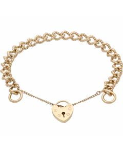 Pre-Owned 9ct Gold Rope Curb Link Charm Style Starter Bracelet