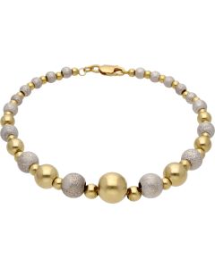 Pre-Owned 14ct Yellow & White Gold Ball Bead Link Bracelet