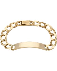 Pre-Owned 9ct Gold 9 Inch Barked Curb Identity Bar Bracelet