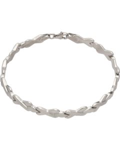 Pre-Owned 9ct White Gold 7.5 Inch Hollow Kiss Link Bracelet