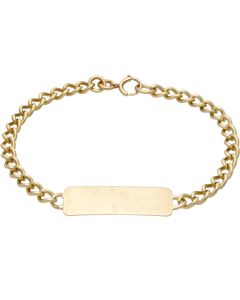 Pre-Owned 9ct Gold 9.25 Inch Curb Link Identity Bar Bracelet