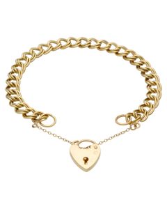 Pre-Owned 9ct Gold Double Curb Link Charm Style Starter Bracelet