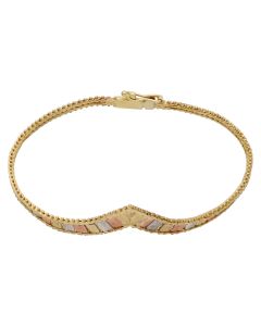 Pre-Owned 9ct Yellow Rose & White Gold 7 Inch Wishbone Bracelet