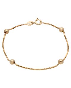 Pre-Owned 9ct Yellow Gold 7 Inch Beaded Box Link Bracelet