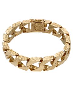 Pre-Owned 9ct Gold 9.5 Inch Heavy Pattern & Plain Curb Bracelet