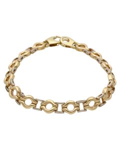 Pre-Owned 9ct Yellow & White Gold 7.5 Inch Fancy Link Bracelet