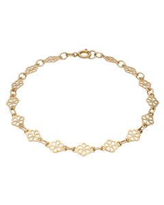 Pre-Owned 9ct Yellow Gold 7 Inch Flower Link Bracelet