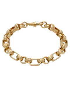 Pre-Owned 9ct Gold 9 Inch Patterned Belcher & Box Link Bracelet