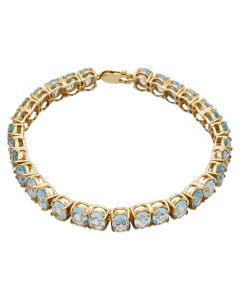 Pre-Owned 9ct Yellow Gold 7.5 Inch Blue Topaz Tennis Bracelet