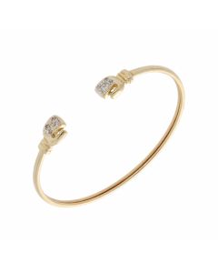 Pre-Owned 9ct Gold Childs Gemstone Set Boxing Glove Bangle