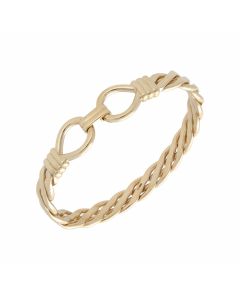 Pre-Owned 9ct Yellow Gold Solid Twist Hookover Bangle