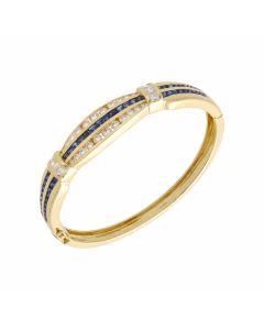 Pre-Owned 18ct Gold Fancy Sapphire & Diamond Hinged Bangle