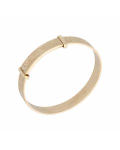 Pre-Owned 9ct Gold Heavy Patterned Expanding Childs Bangle