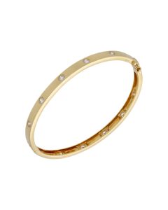 Pre-Owned 14ct Yellow Gold Cubic Zirconia Set Hinged Bangle