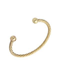 Pre-Owned 9ct Yellow Gold Solid Twist Torque Bangle